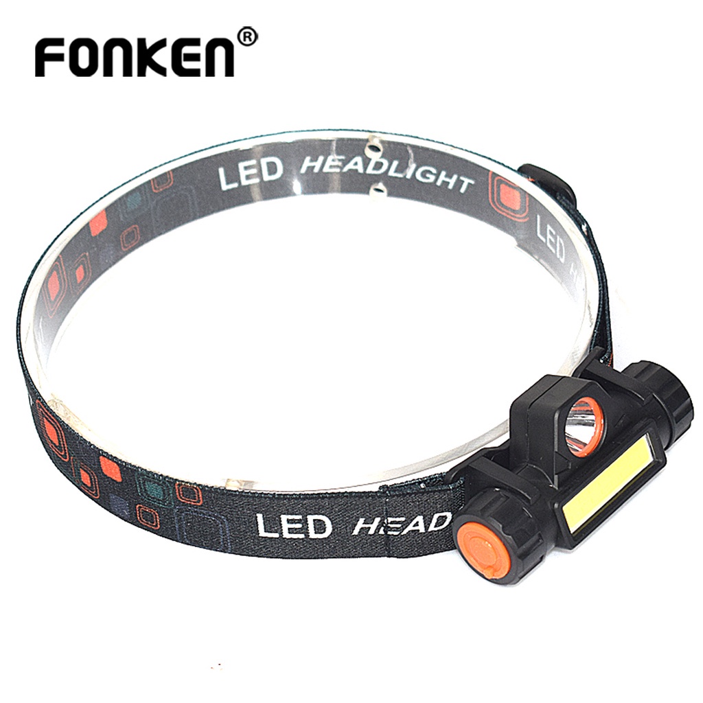 Đèn pin LED Fonken đeo đầu sạc USB không thấm nước