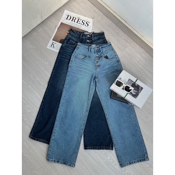 Quần jeans suông 4 nút gài MIEU - JMR06