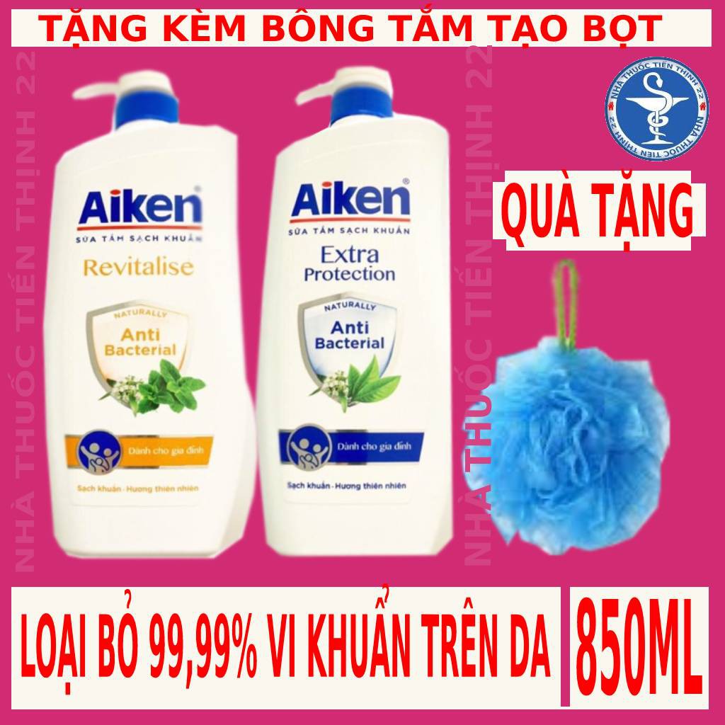 Sữa tắm Sạch khuẩn Chiết Xuất Bạc Hà -- Trà Xanh Thiên Nhiên Aiken  850g