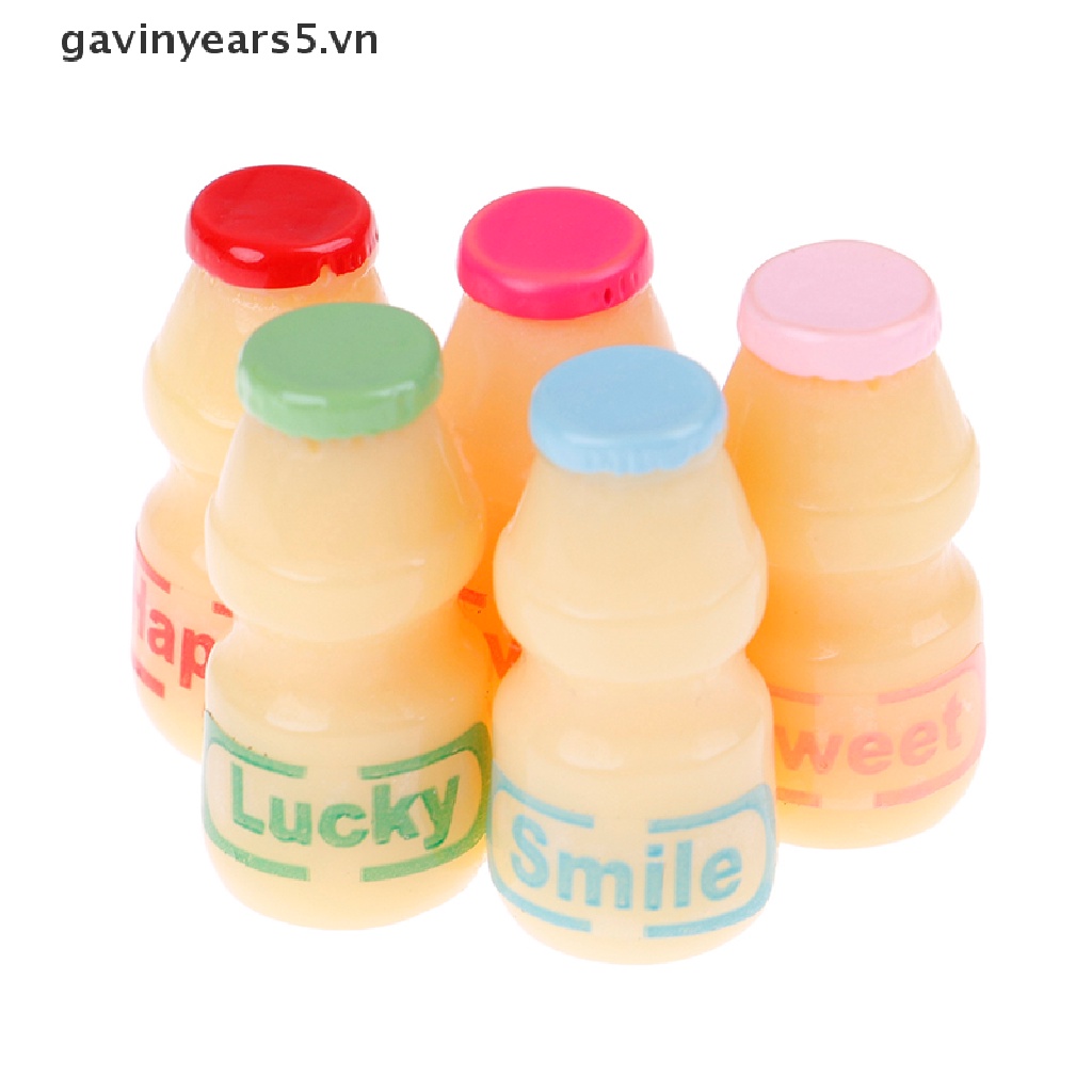 Set 5 ly sữa đồ chơi mini cho nhà búp bê