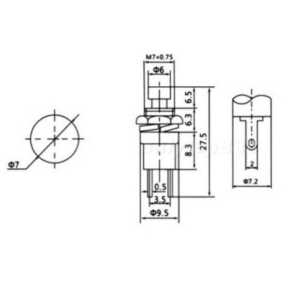 DIYMORE Set 5 công tắc nhấn bật/ tắt không khóa PBS-110 màu xanh dương thủ công