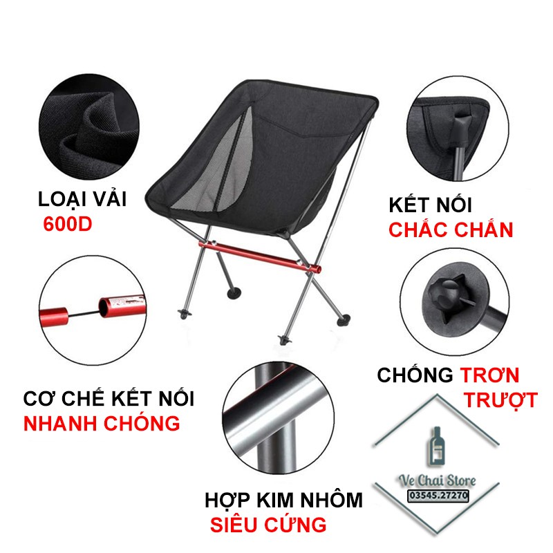 Ghế cắm trại xếp gấp gọn nhôm 7075 - du lịch - dã ngoại