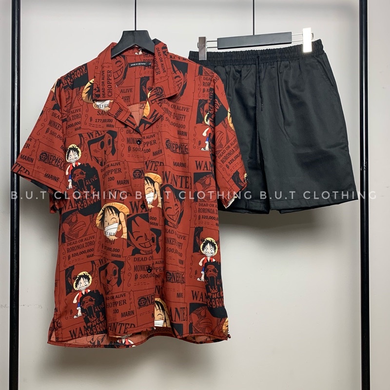 Áo sơ mi họa tiết ngắn tay LUFFY trơn mềm dành cho nam nữ | BUTCLOTHING