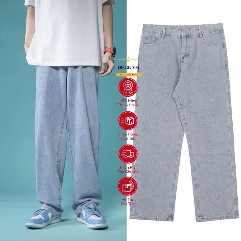 Mẫu quần Baggy jean nam ống rộng TR01, style hàn quốc 2021-Trend Clothing!