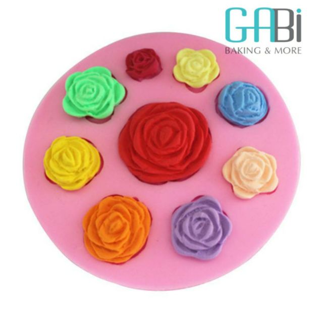 Khuôn fondant silicon 9 hoa hồng