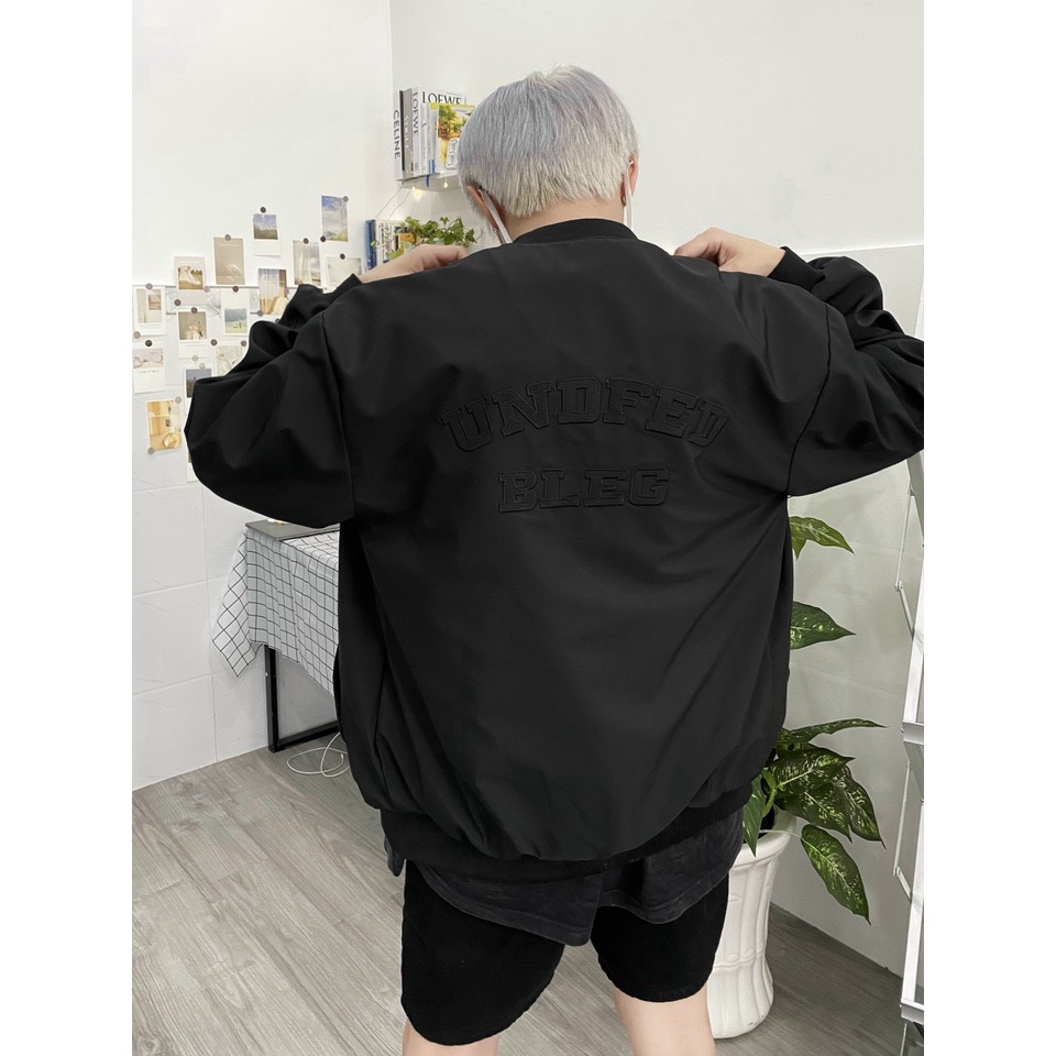 Áo khoác dù Unisex UNDFED BLEG Áo khoác Ulzzang nam nữ phong cách Hàn Quốc màu đen Logo da Hottrend 2022