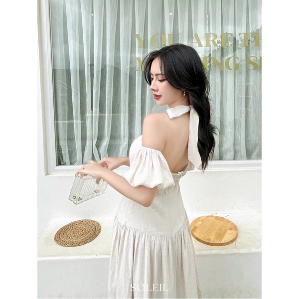 Đầm trễ vai cổ yếm tay bồng tiểu thư ( Gồm lót lụa) MIMI DRESS | BigBuy360 - bigbuy360.vn