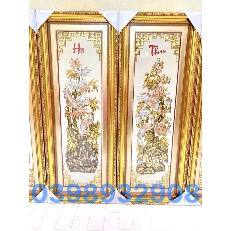 TRANH TỨ QUÝ H CHẤT LIỆU BẰNG ĐỒNG CAO 40 x 100