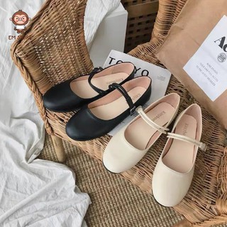 [CÓ SẴN] GIÀY BÚP BÊ DA MỀM 2 QUAI NGANG NHỎ CÀI KHUY ĐẾ BẰNG XINH ĐƠN GIẢN ĐI CHƠI ĐI HỌC