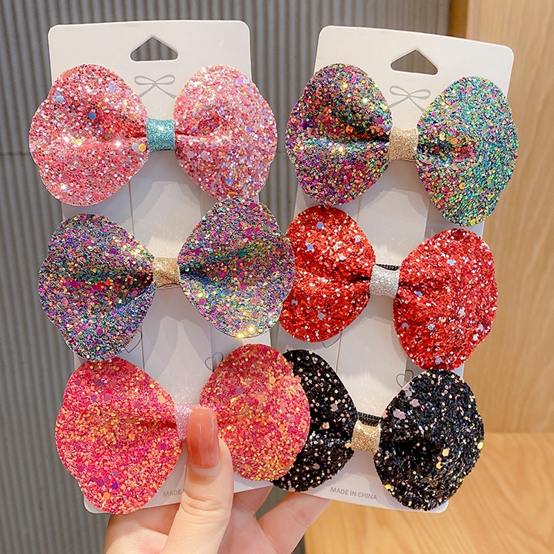 Kẹp tóc nơ sequin nhiều màu sắc thời trang Hàn Quốc cho trẻ em
