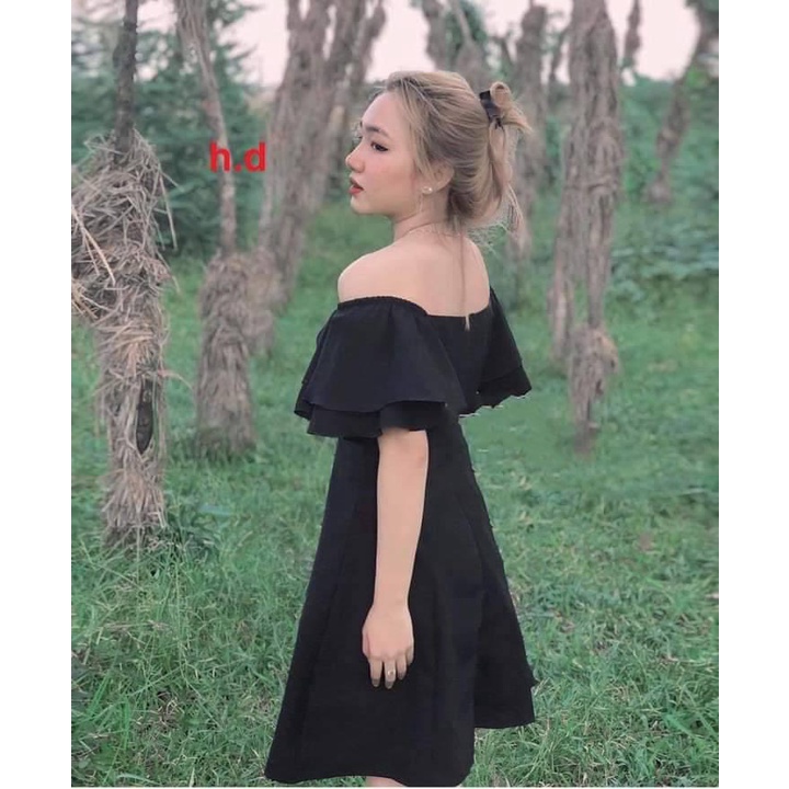 Váy tiều thư đẹp hai màu đen trắng basic khoá lưng siêu xinh cho nàng Đầm tiểu thơ xinh xắn hai lớp- CARINA