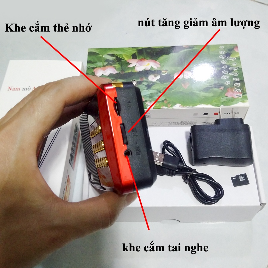 Máy nghe kinh, niệm Phật, nghe pháp, Ghi âm kèm thẻ nhớ sẵn 277 bài kinh