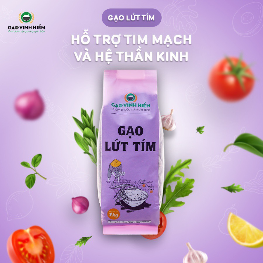 Combo 6 túi Gạo Lứt Tím Vinh Hiển 1kg tặng thêm 1 túi Lứt Đỏ 1kg - Ngọt Cơm, Dinh Dưỡng