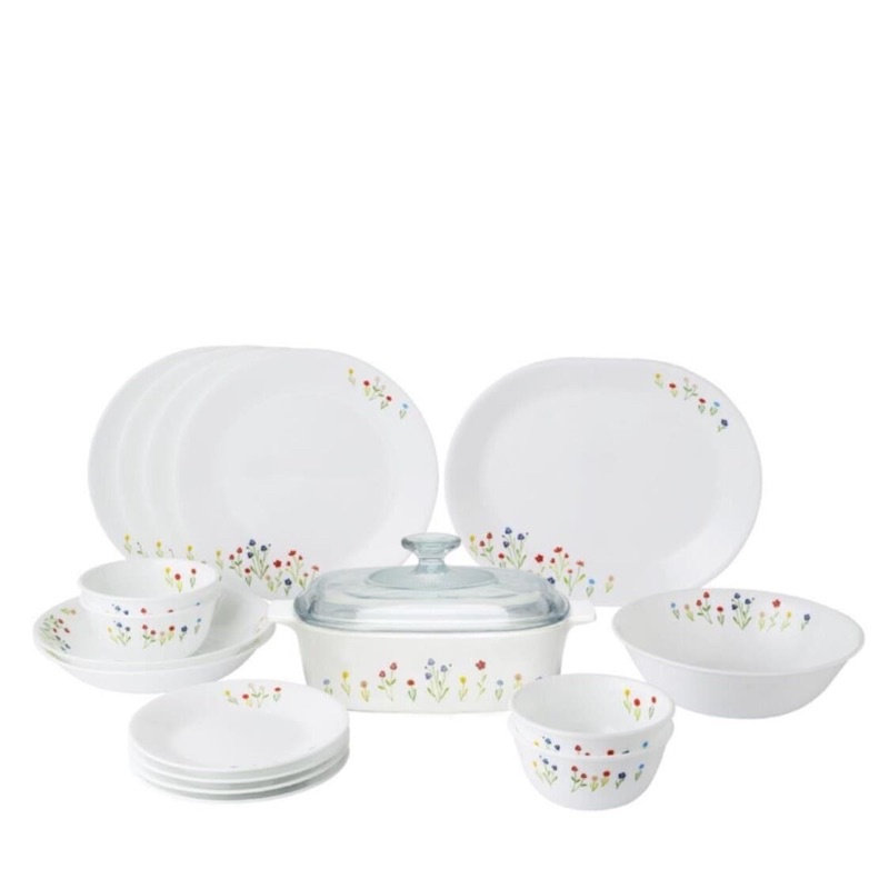 Dĩa Oval Thủy Tinh Mỹ Corelle FlowerHills 32cm 611-FWH-LP