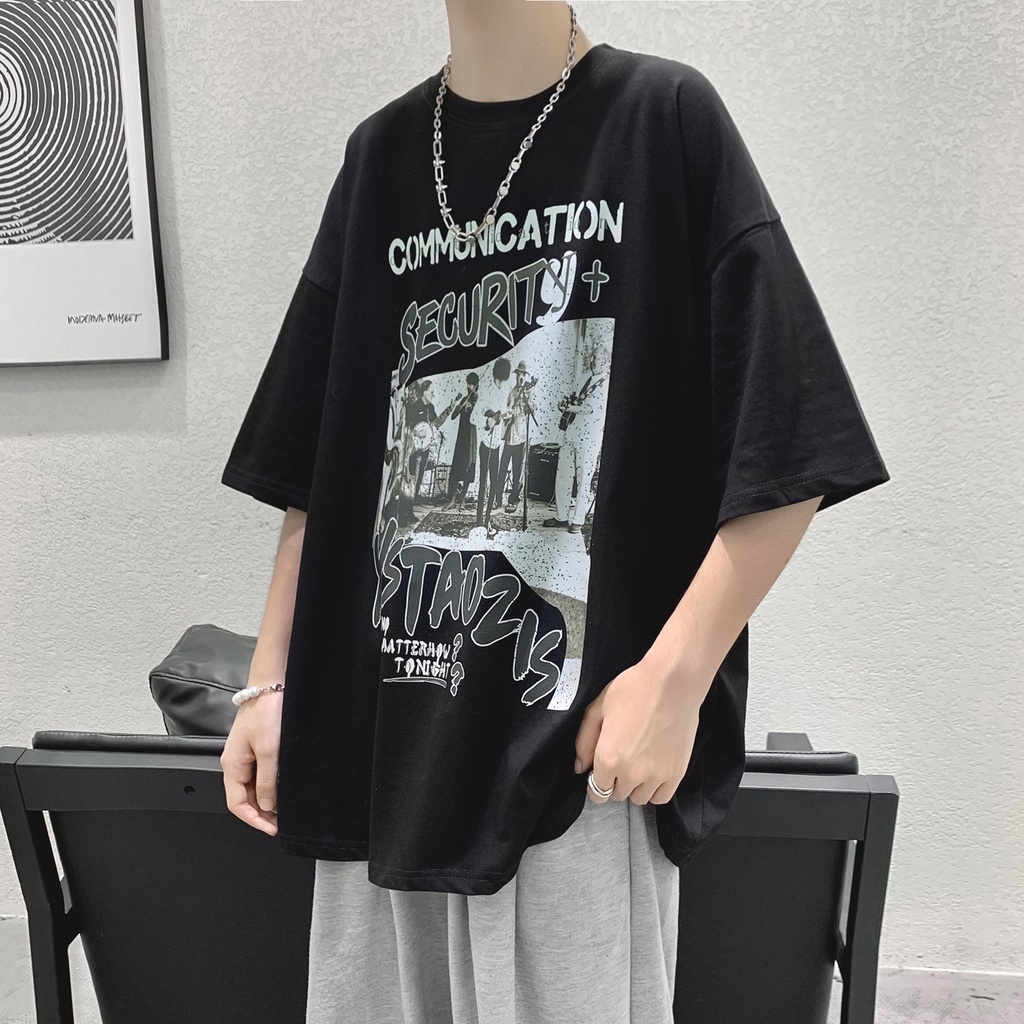 Áo thun nam nữ UNISEX tay lỡ fom rộng in hình nhóm nhạc cá tính