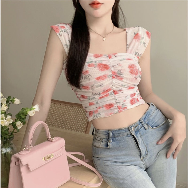 Áo Hai Dây Họa Tiết Hoa Thời Trang Cho Nữ