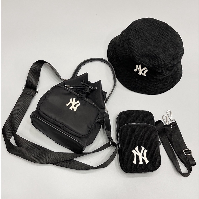 [KINGBALO] Túi đeo chéo mini logo MLB NY, B chất nhung xịn, dây đeo tháo rời khoá kim loại thời trang. Đầy đủ tem tag