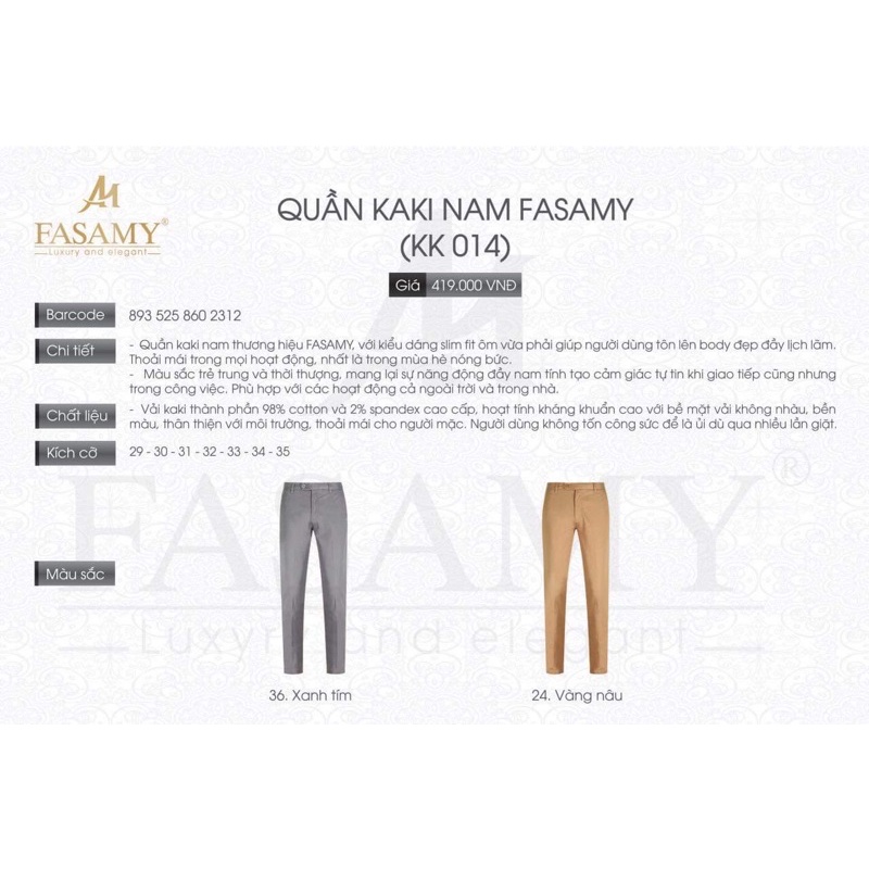 Quần Kaki Nam Fasamy (014)