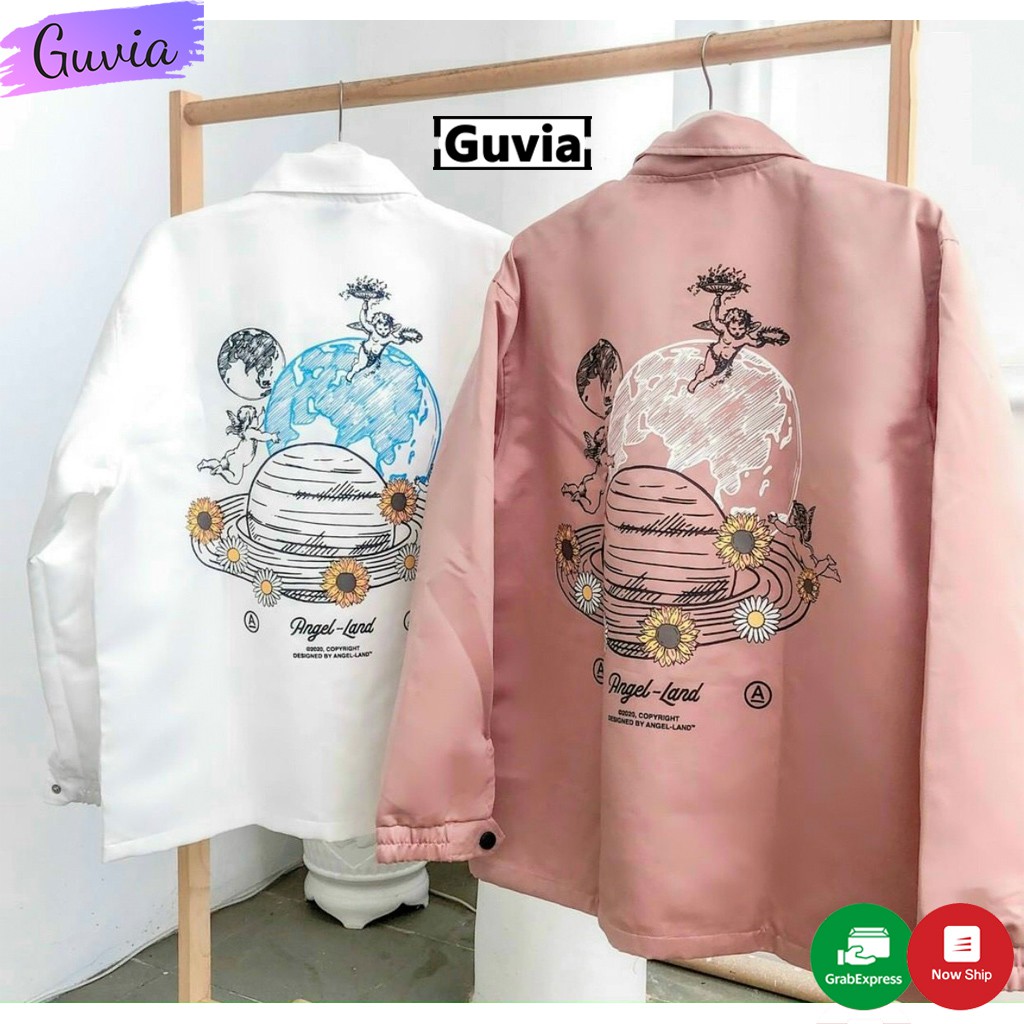 Áo khoác dù ANGED LAND kiểu Sơ Mi nam nữ form rộng Unisex 2 lớp Chống Nắng Siêu Hot ulzzang Jacket Bomber Guvia