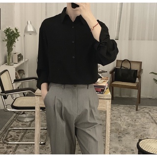 Áo Sơ Mi Tay Dài Dáng Rộng Phong Cách Hàn Quốc Xinh Xắn Size M-2Xl Cho Nam