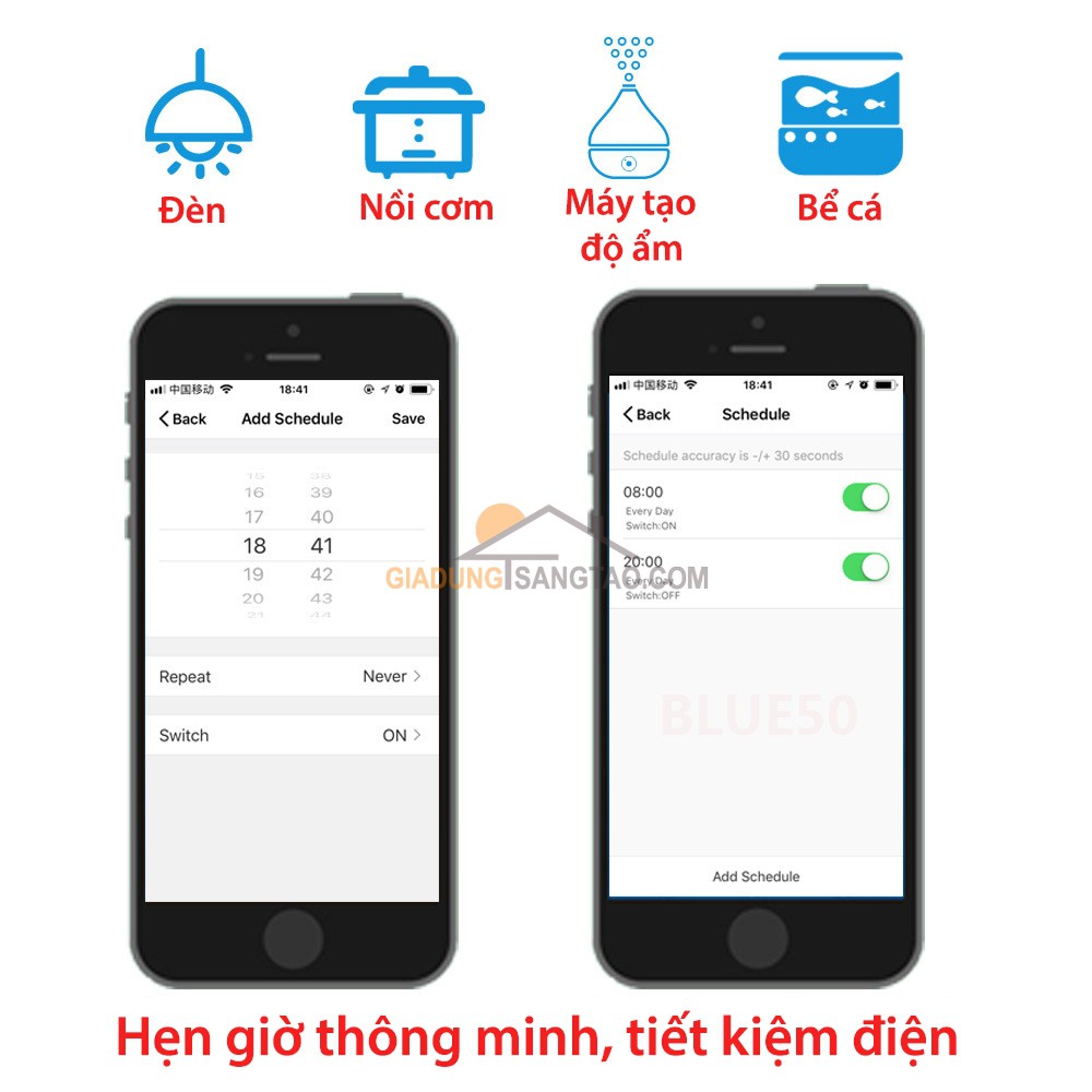 Công tắc thông minh wifi Tuya công suất cao 16A