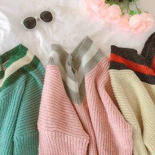 [Order] Áo len cổ V dáng rộng