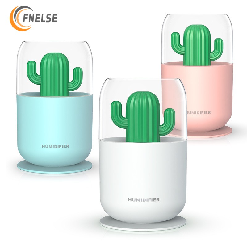 Máy phun sương tạo độ ẩm Fnelse mini có đèn led dễ thương cho xe hơi/phòng ngủ 300ml