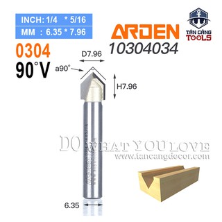 Mũi Router Arden Đánh Rãnh V 90 Độ 7.96 mm Cốt 6.35 mm