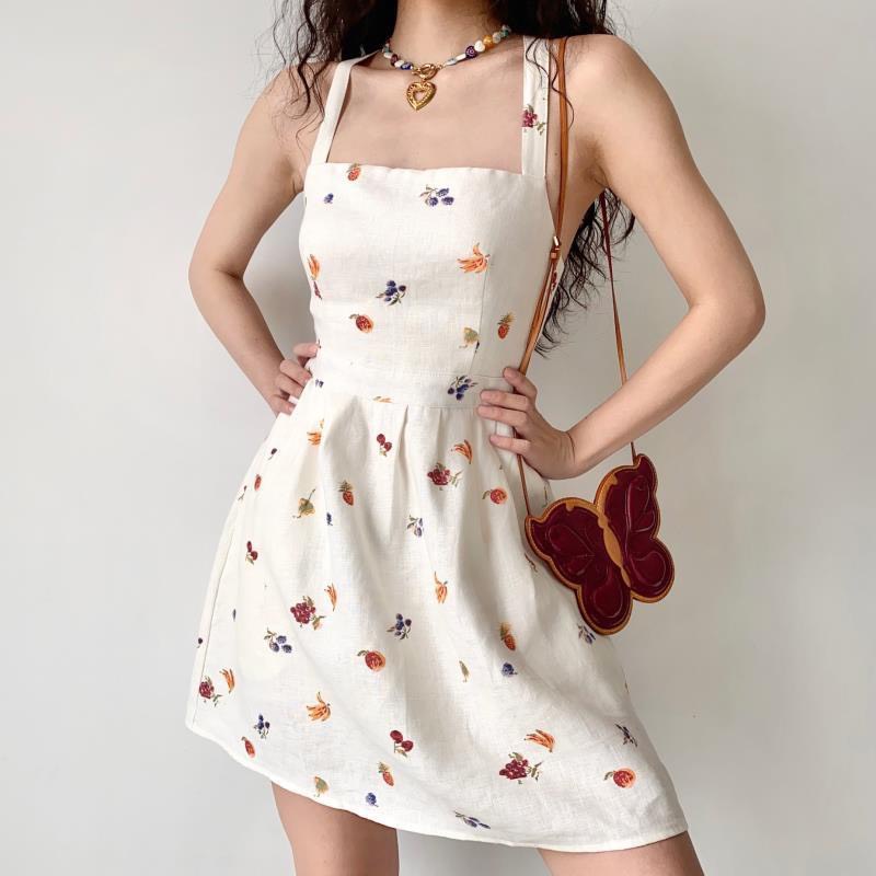 Váy chữ a 2 dây vải dệt kim dạy dặn xiêu sinh có khóa sau lưng