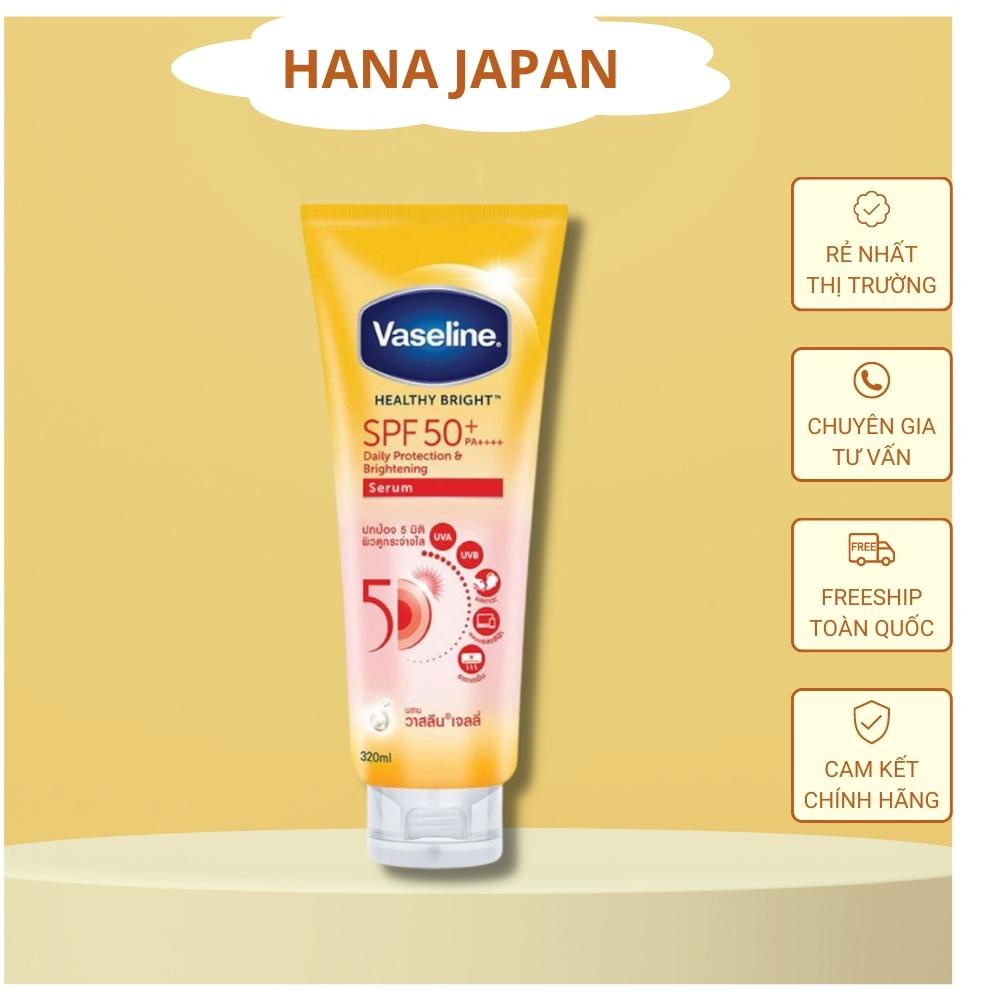 Kem dưỡng trắng chống nắng body Vaseline 50X SPF 50 PA++Thái Lan mẫu mới nhất bật tone da hồng hào 300ml, serum vaseline