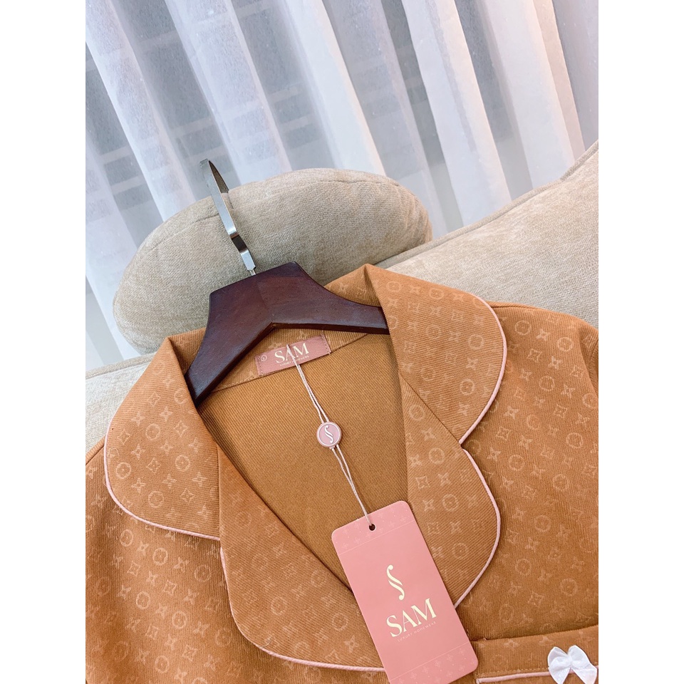 Bộ đồ Nhung tăm Pijama mặc nhà SAM cao cấp họa tiết chìm độc đáo đơn giản, dễ mặc, màu sắc nổi bật tôn da | BigBuy360 - bigbuy360.vn