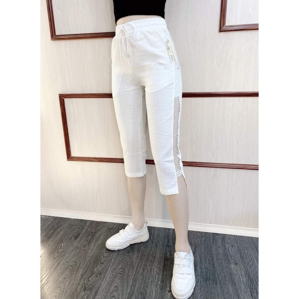 Mã ICLN4465 giảm 50%, Quần đũi ngố nữ phối lưới dáng đẹp ,siêu mát