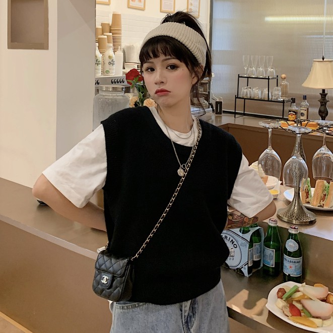 Áo Không Tay Dệt Kim Cổ Tròn Màu Trơn Thời Trang Cho Nữ