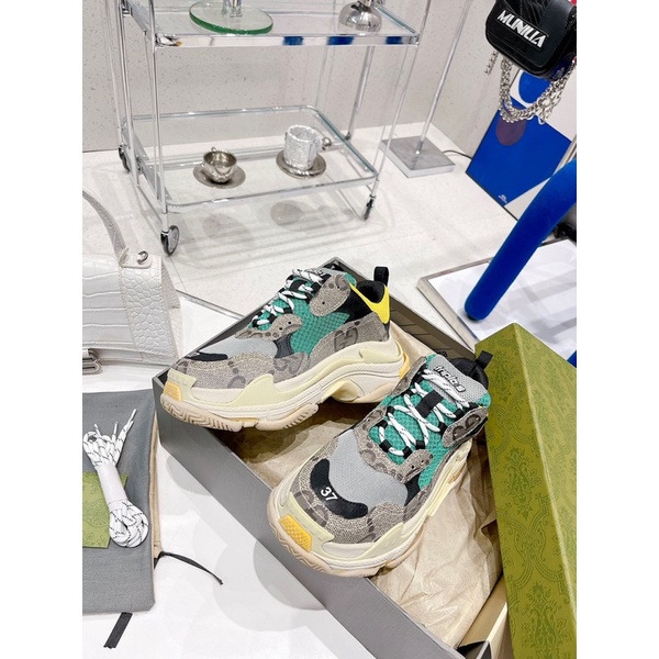 Giày thể thao Gucci x Balenciaga da thật cao cấp phối màu thời trang