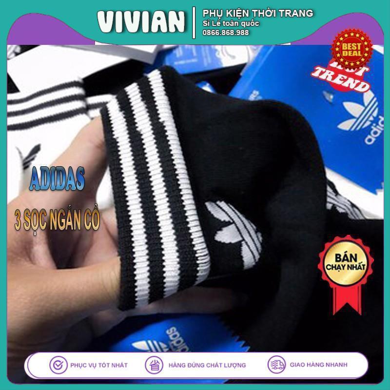 Vớ ADIDAS cổ ngắn 3 Sọc [ Hộp 5 đôi ] Tất dệt kim cao cấp, Chất liệu 95% Cotton, kháng khuẩn, thấm hút mồ hôi cực hiệu