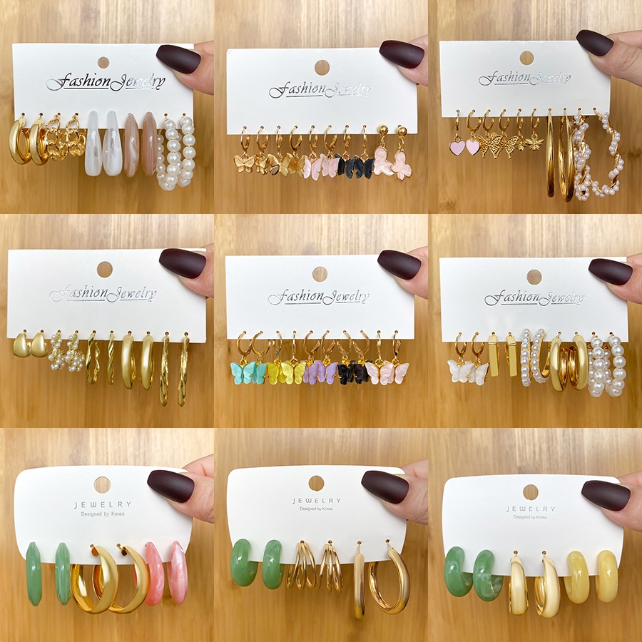 Set khuyên tai phong cách retro thời trang cho nữ