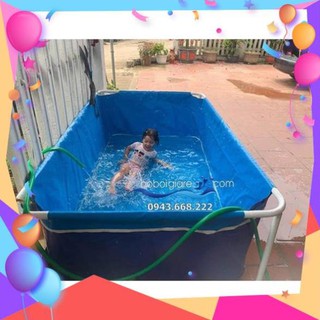 Bể bơi mini, bể bơi cho bé, bể bơi mini cho bé, bể bơi thanh kim loại, bể bơi lắp ghép kích thước 1.6x2.2m