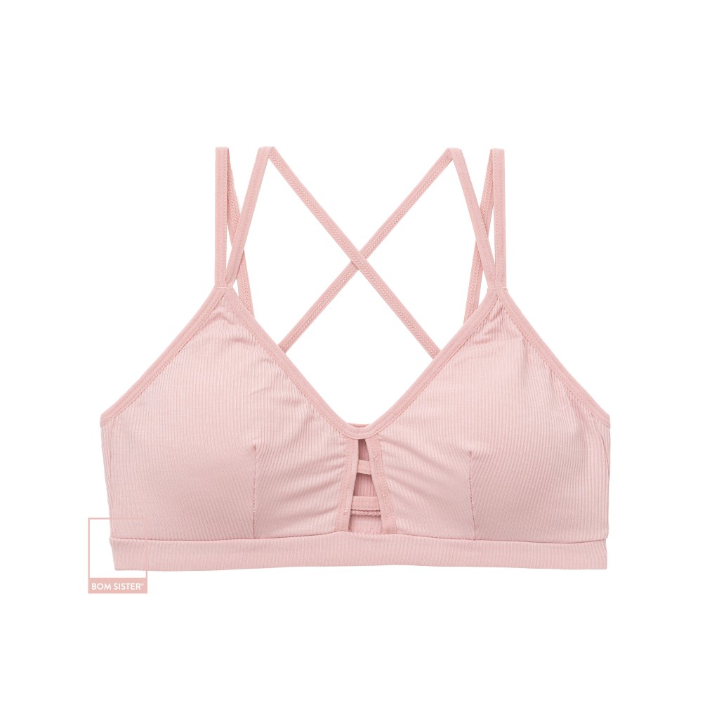 Áo lót thể thao không gọng mút mỏng màu trơn dây vai chéo mút tháo rời được nâng ngực tự nhiên BOM SISTER BR4007 | BigBuy360 - bigbuy360.vn