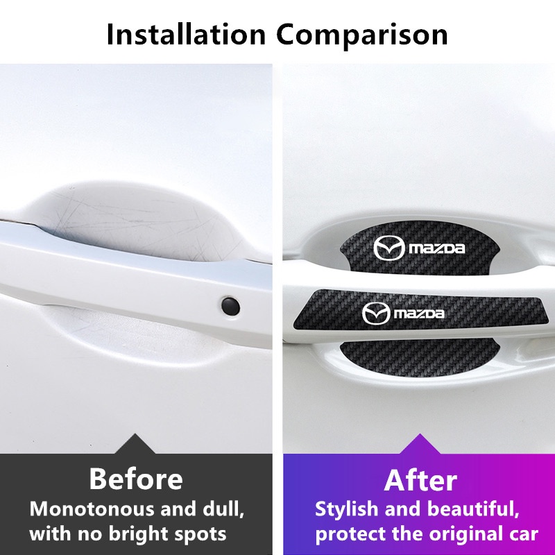 Miếng Dán Trang Trí Tay Nắm Cửa Xe Hơi Mazda2 Mazda3 Mazda6 Mazda CX5 CX7 CX3 CX9 CX30 Bằng Sợi Carbon