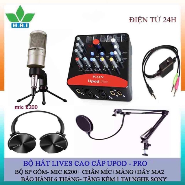 Combo bộ live stream Card iconuodro+ Mic PC k200....(bảo hành 6 tháng)