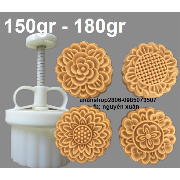 Khuôn trung thu lò xo 4 mặt hoa truyền thống