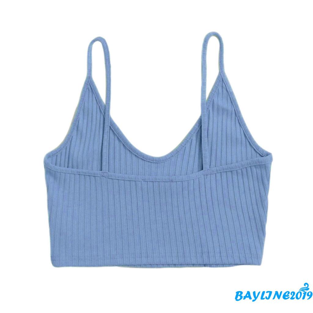 Áo Lửng Hai Dây Cổ Chữ V Hở Lưng Màu Trơn Thời Trang Mùa Hè Có 5 Màu Dành Cho Bạn Gái