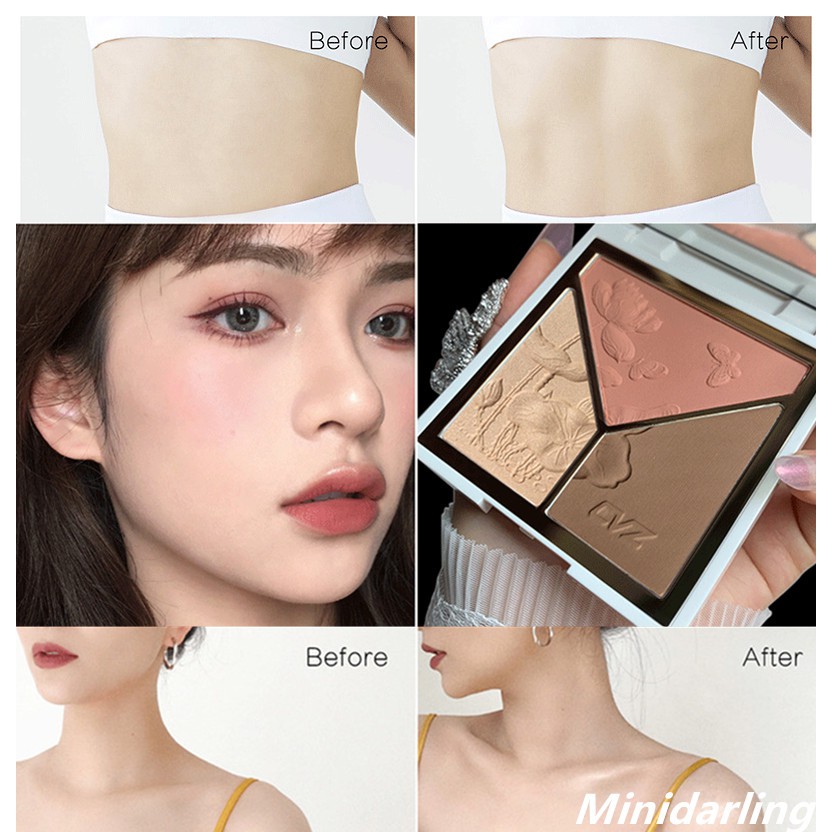 Bảng Phấn Mắt Kiêm Phấn Bắt Sáng Và Má Hồng CVZ 3 Trong 1