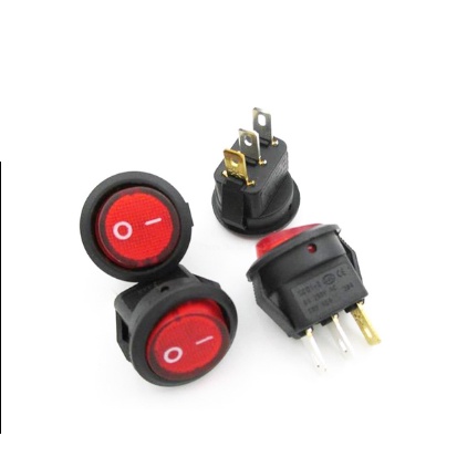 Set 2 cái công tắc bập bênh tròn KCD1-105 3 chân (có đèn, không đèn)