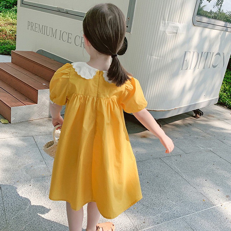 Đầm cổ búp bê tay phồng thời trang Hàn Quốc cho bé