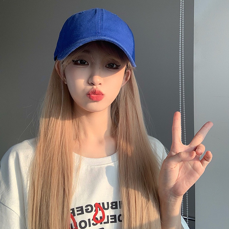 Mũ Lưỡi Trai Màu Xanh Da Trời Phong Cách Hàn Quốc Đơn Giản Thời Trang Unisex