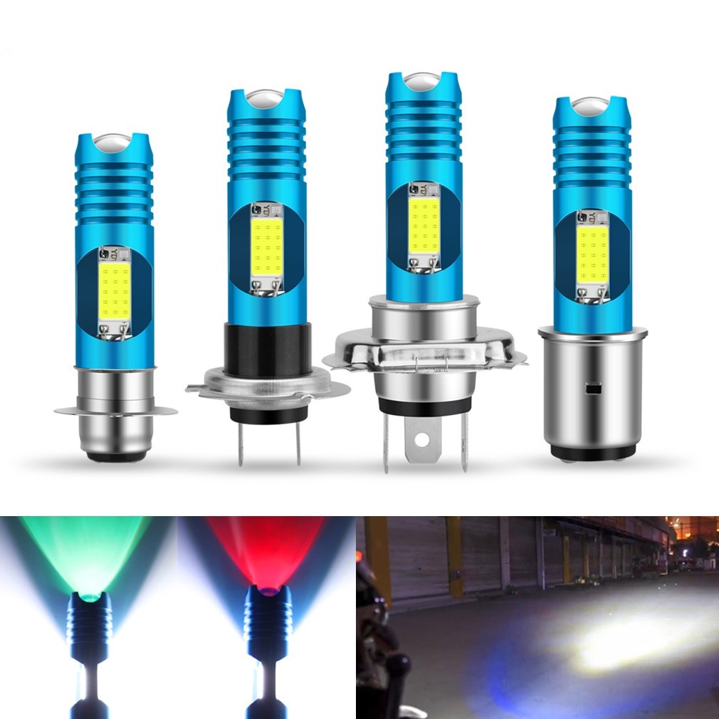 Đèn pha động cơ LED RGB H4 H7 P15D H6 BA20D 12V cho xe máy ATV Lamp Hi Lo Beam