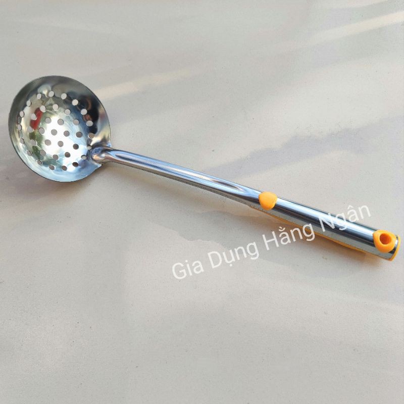 Muôi Múc Canh , Muôi Thủng, Xẻng inox dài 35cm dày dặn inox sáng