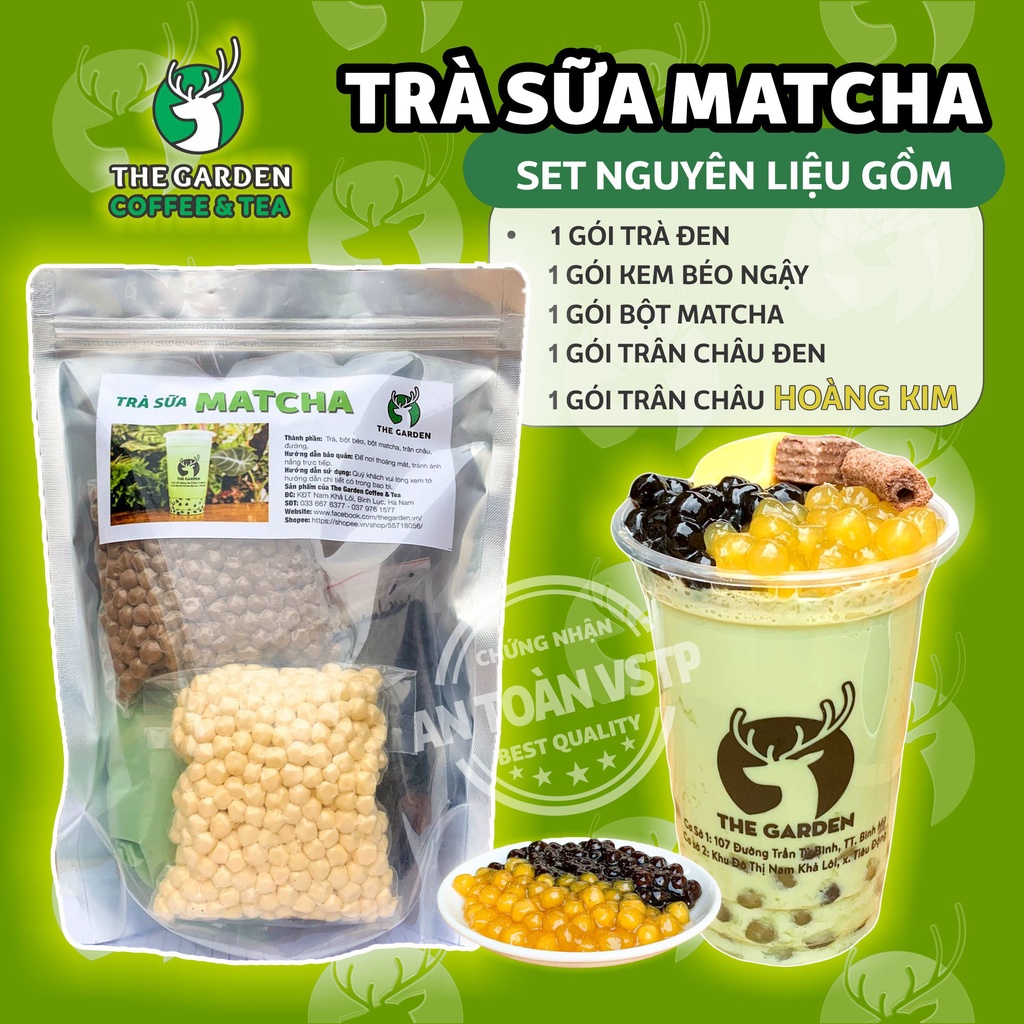 Set Trà Sữa Tự Pha Trân Châu Đường Đen THE GARDEN