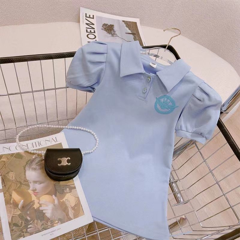 Đầm Thun Polo Ngắn Tay Thời Trang Hàn Quốc Dành Cho Bé Gái